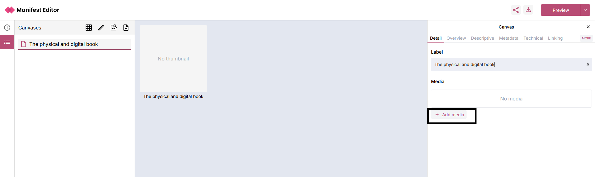 Using Add media to select image