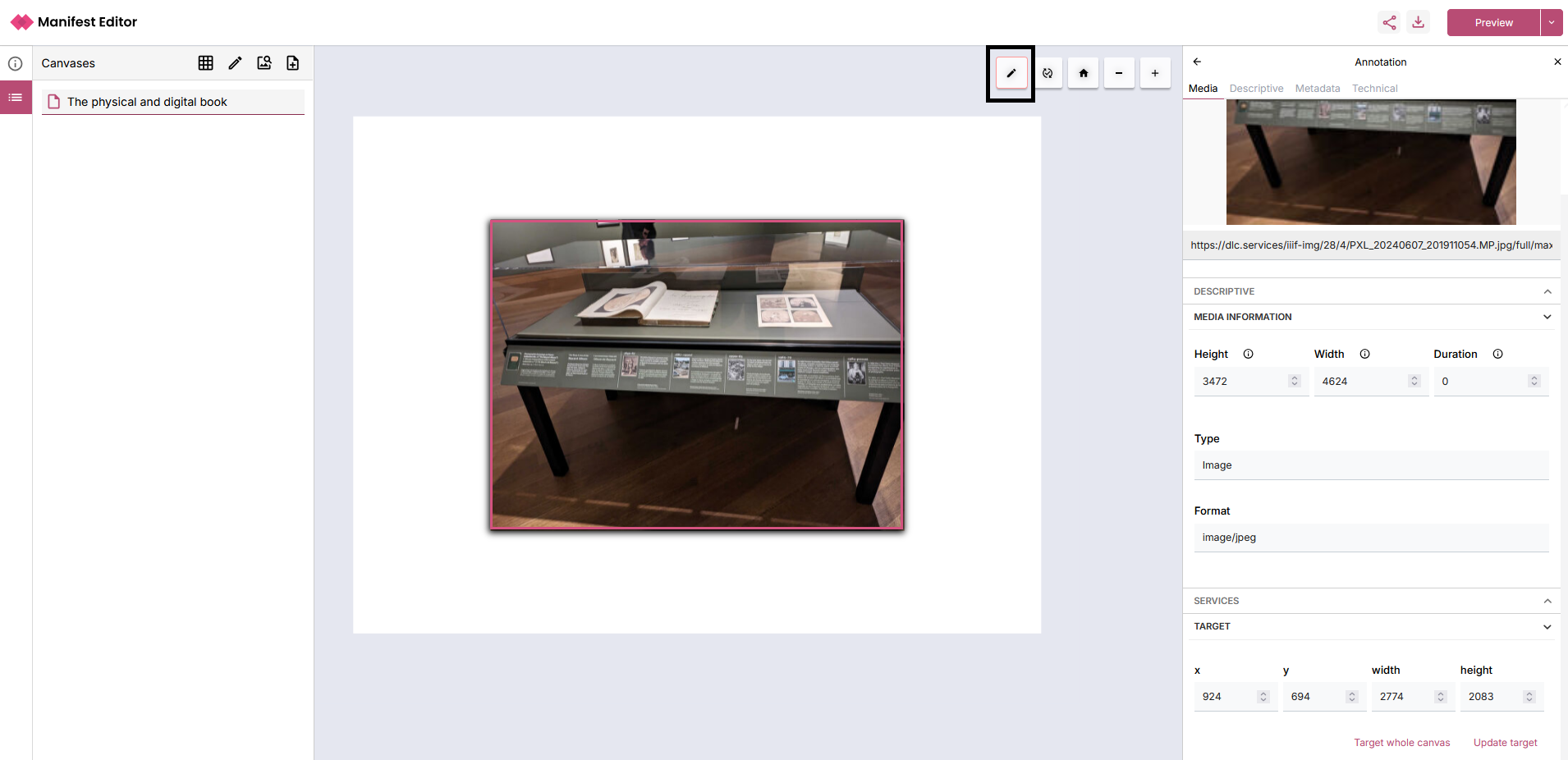 Using the pencil icon