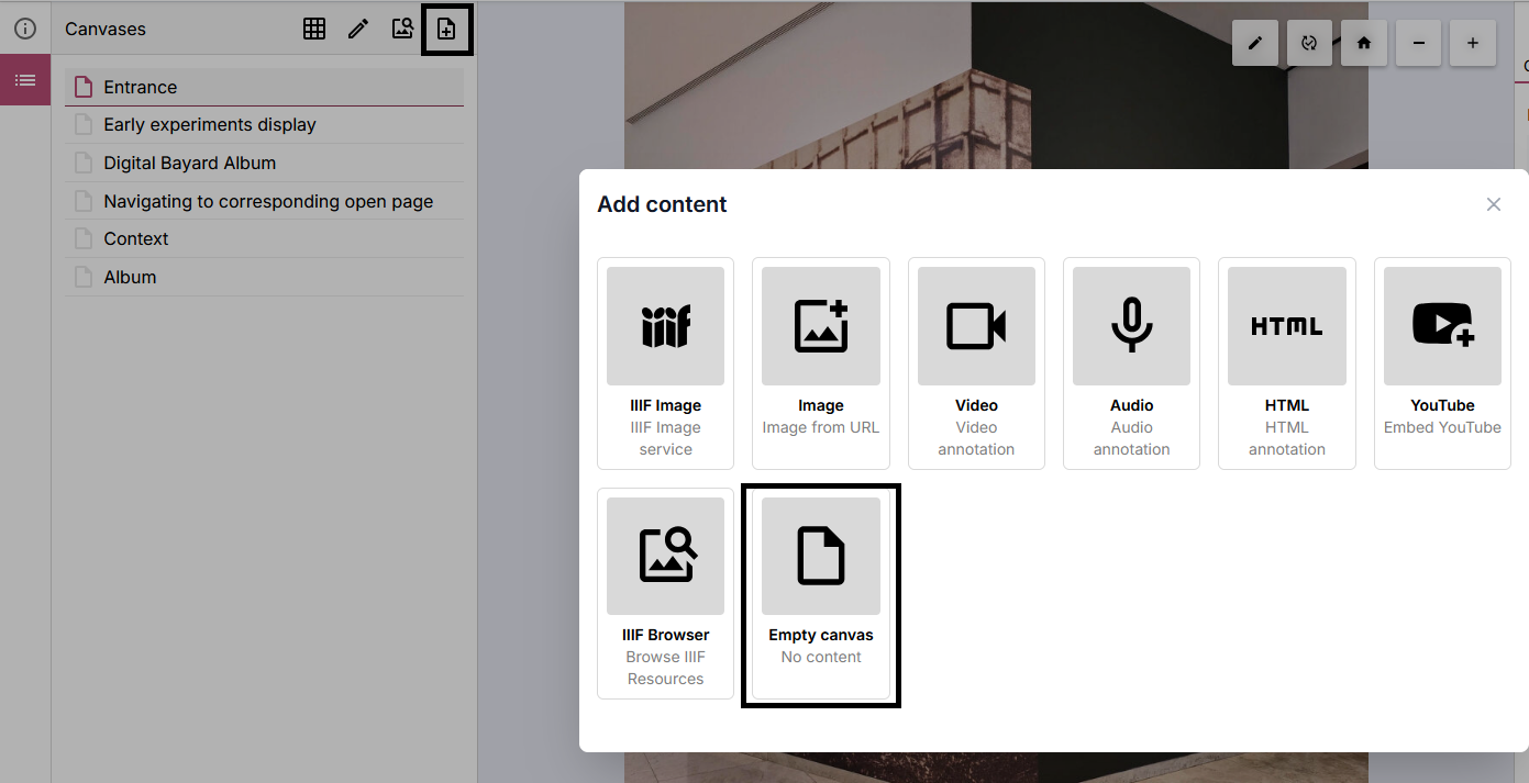 Adding an empty canavs