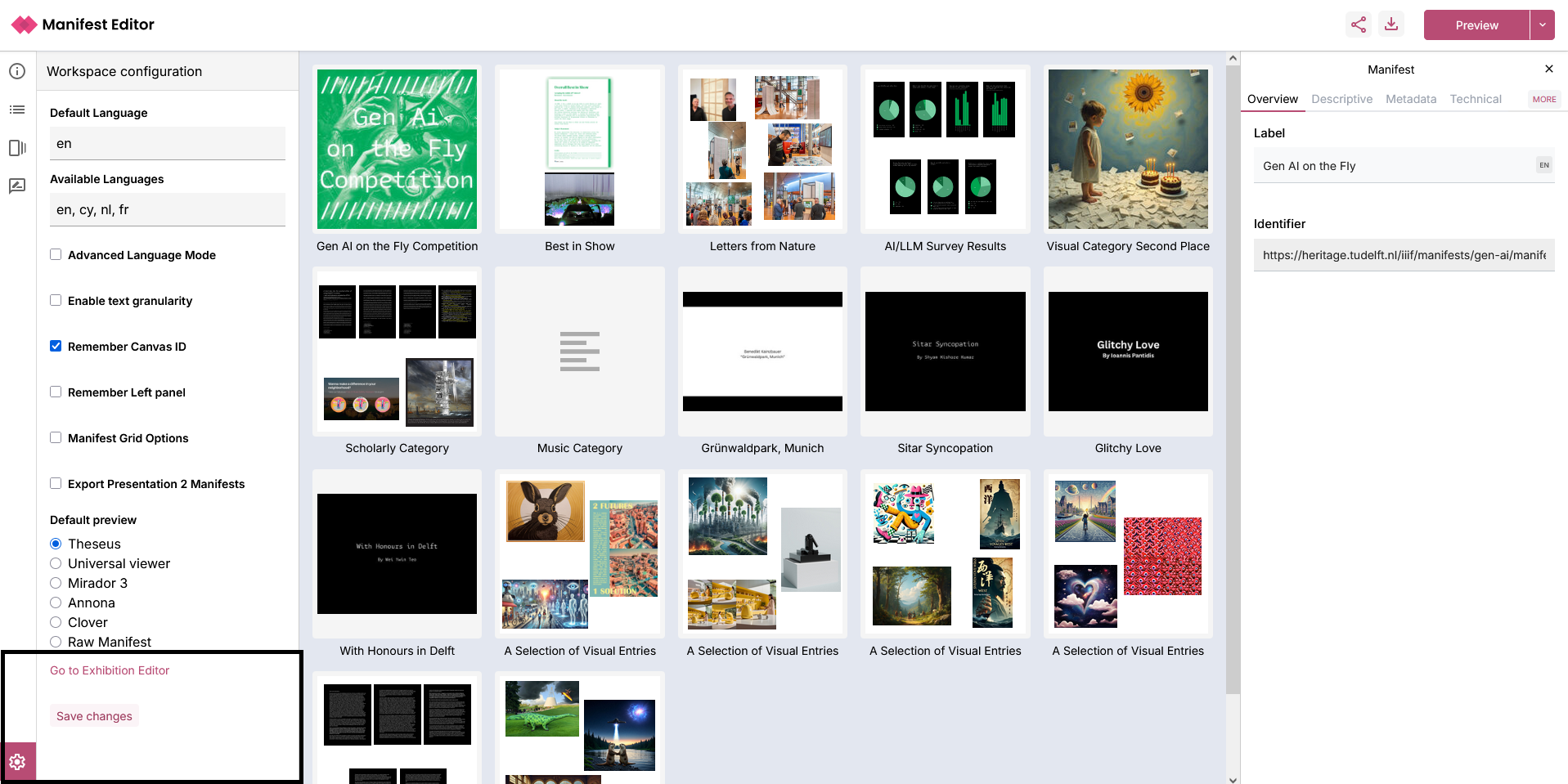 Access the exhibition editor