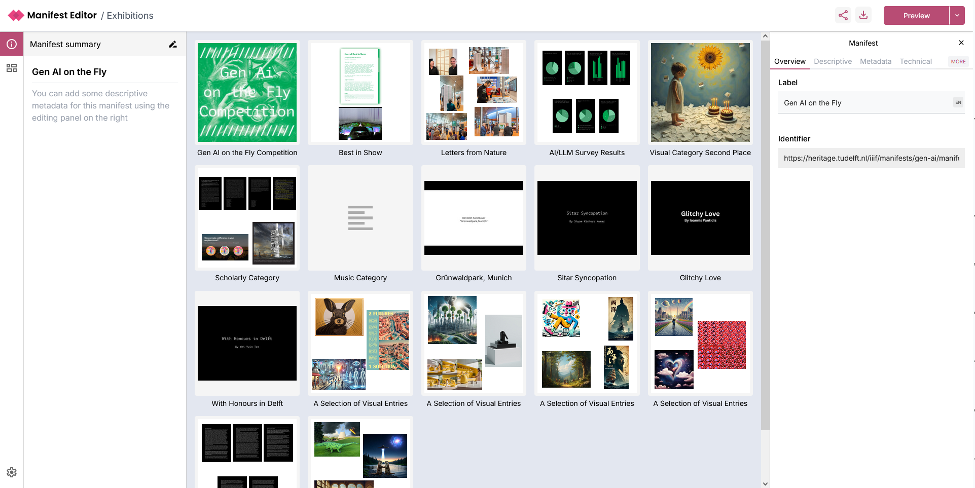 Opening a manifest in exhibition editor