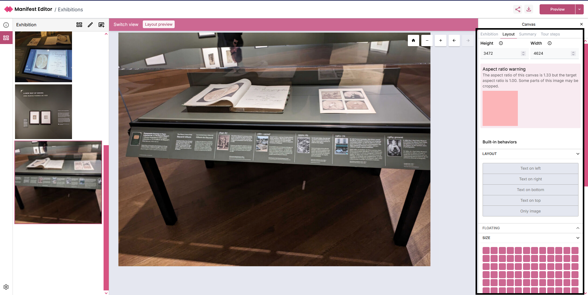 Canvas layout options
