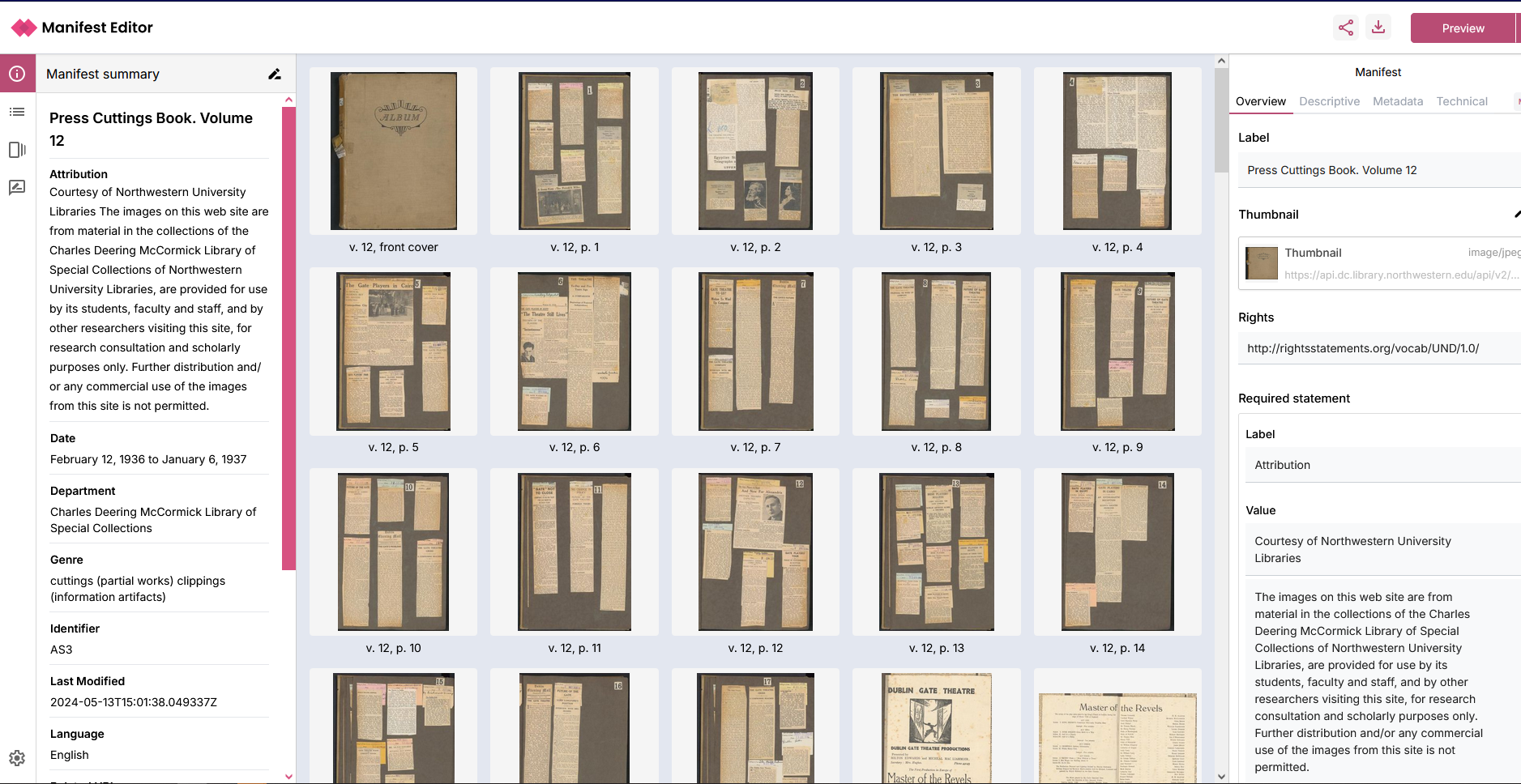 Open content in the Manifest Editor
