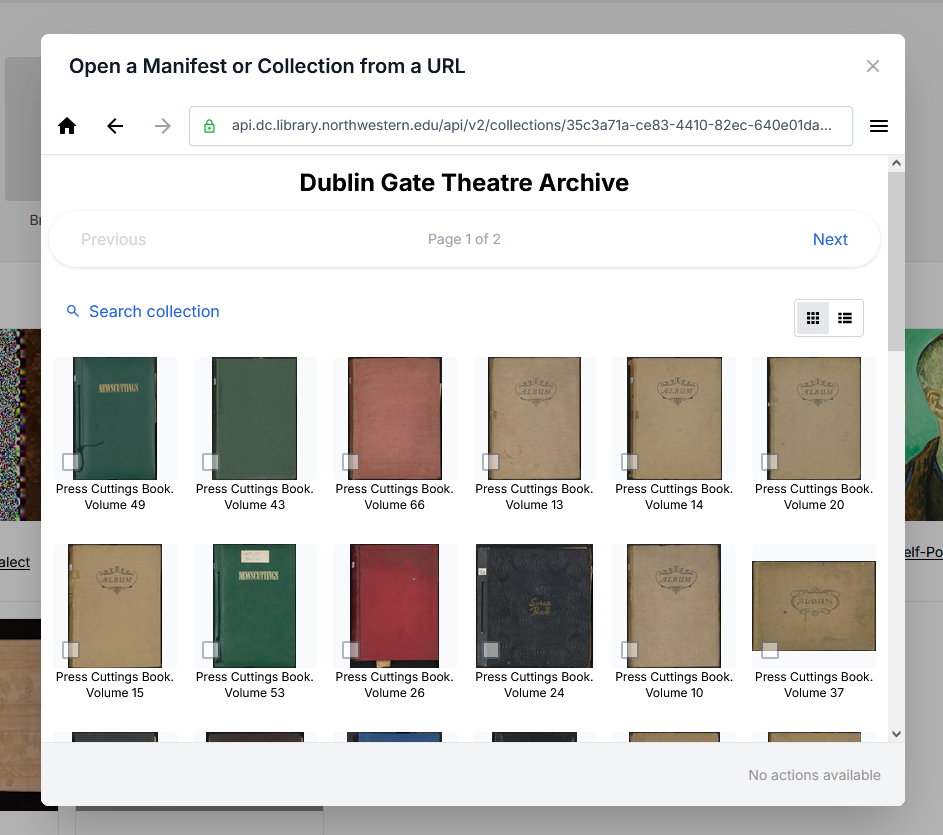 Grid view of content in the IIIF Browser