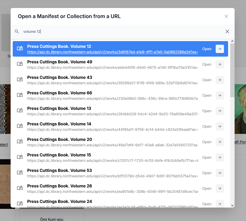Search content in the IIIF Browser